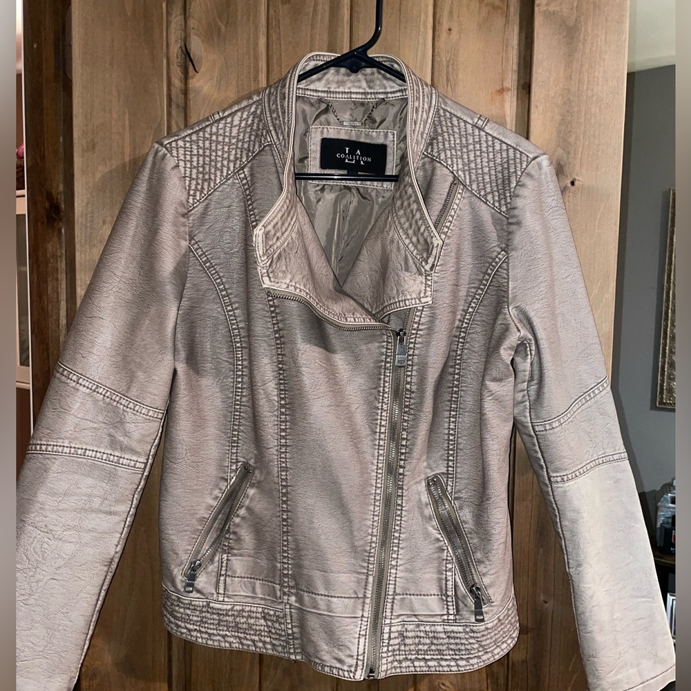 Beige Leather Jacket
